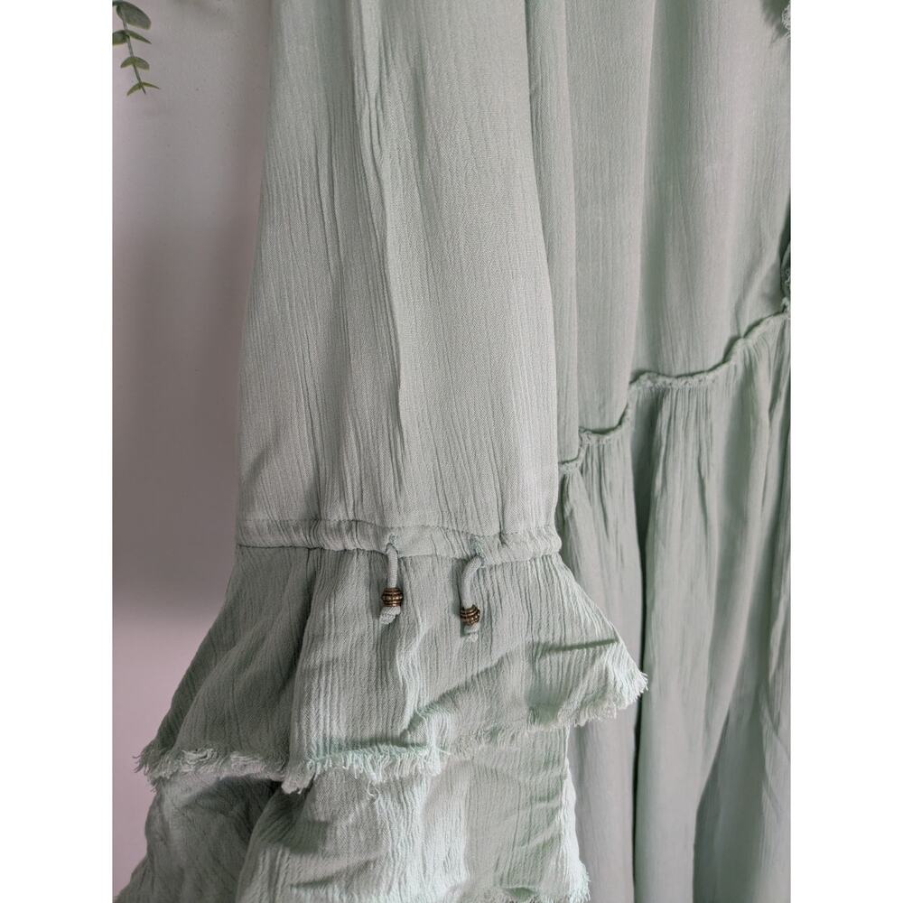Free People Sweet Darlin Maxi Dress Sage Minted Jade Green Boho Ruffle Oversized - Picture 9 of 10
